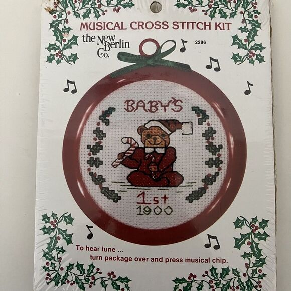 Vintage The New Berlin Co Musical Cross Stitch Kit Baby's 1st Christmas 2286 NEW - Picture 2 of 4